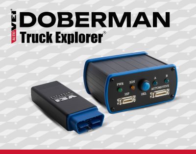 Autovei Truck Explorer DoberMAN – ένα κιτ που περιλαμβάνει τη συσκευή VEI, το εργαλείο DC2U και αντάπτορες με ειδικές λειτουργίες για φορτηγά MAN