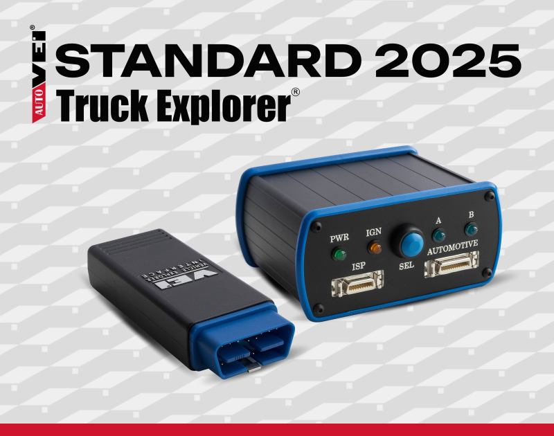 Το Autovei Truck Explorer Standard kit περιλαμβάνει τις πιο δημοφιλείς λειτουργίες για φορτηγά. Μπορείτε να εργαστείτε μέσω OBD ή με άμεση σύνδεση στην ECU στο τραπέζι μέσω του εργαλείου DirectConnect 2U.
